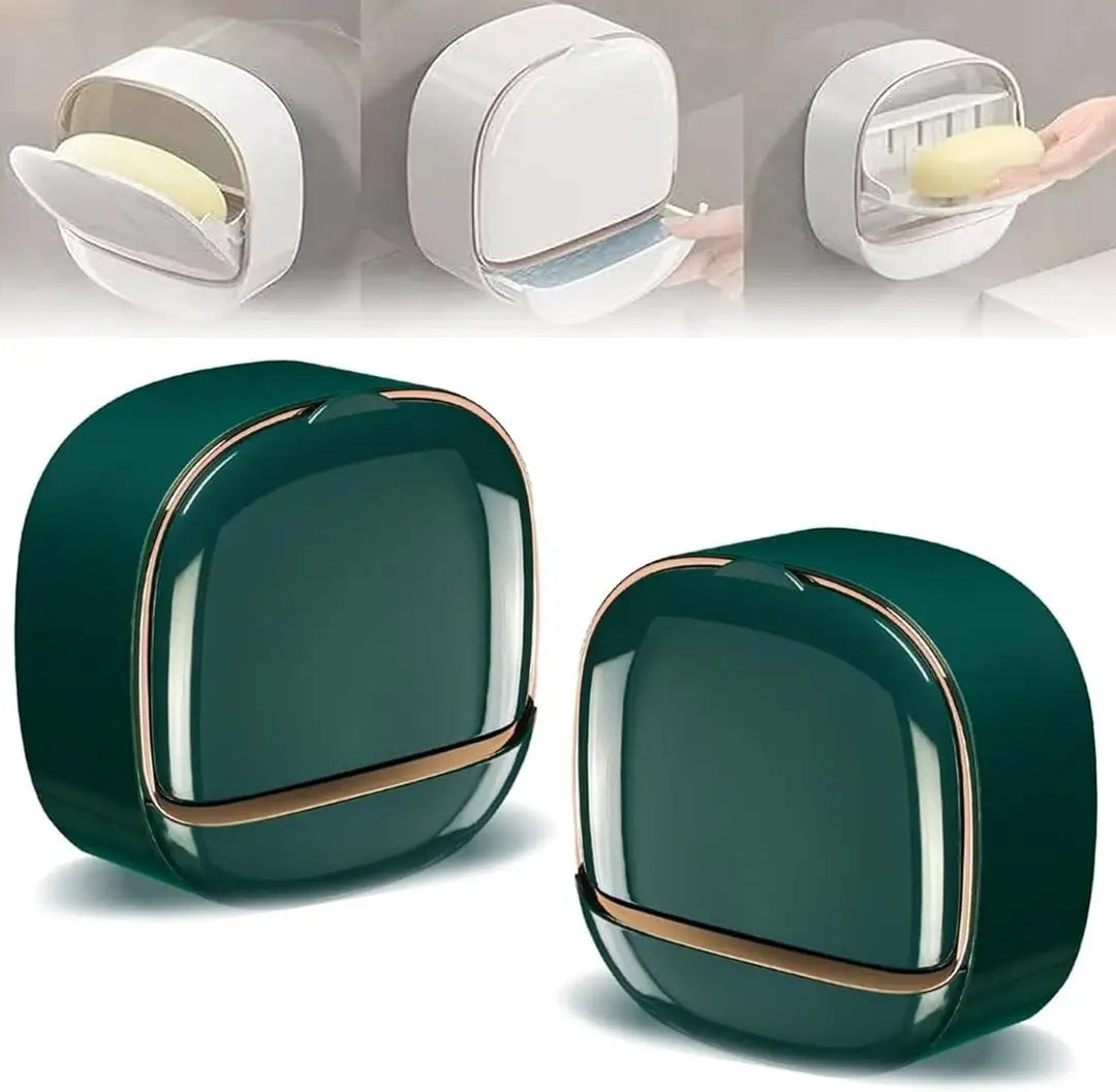 Wall mounted Soap Box With Drain Tray-Water Proof Soap holder with Lid