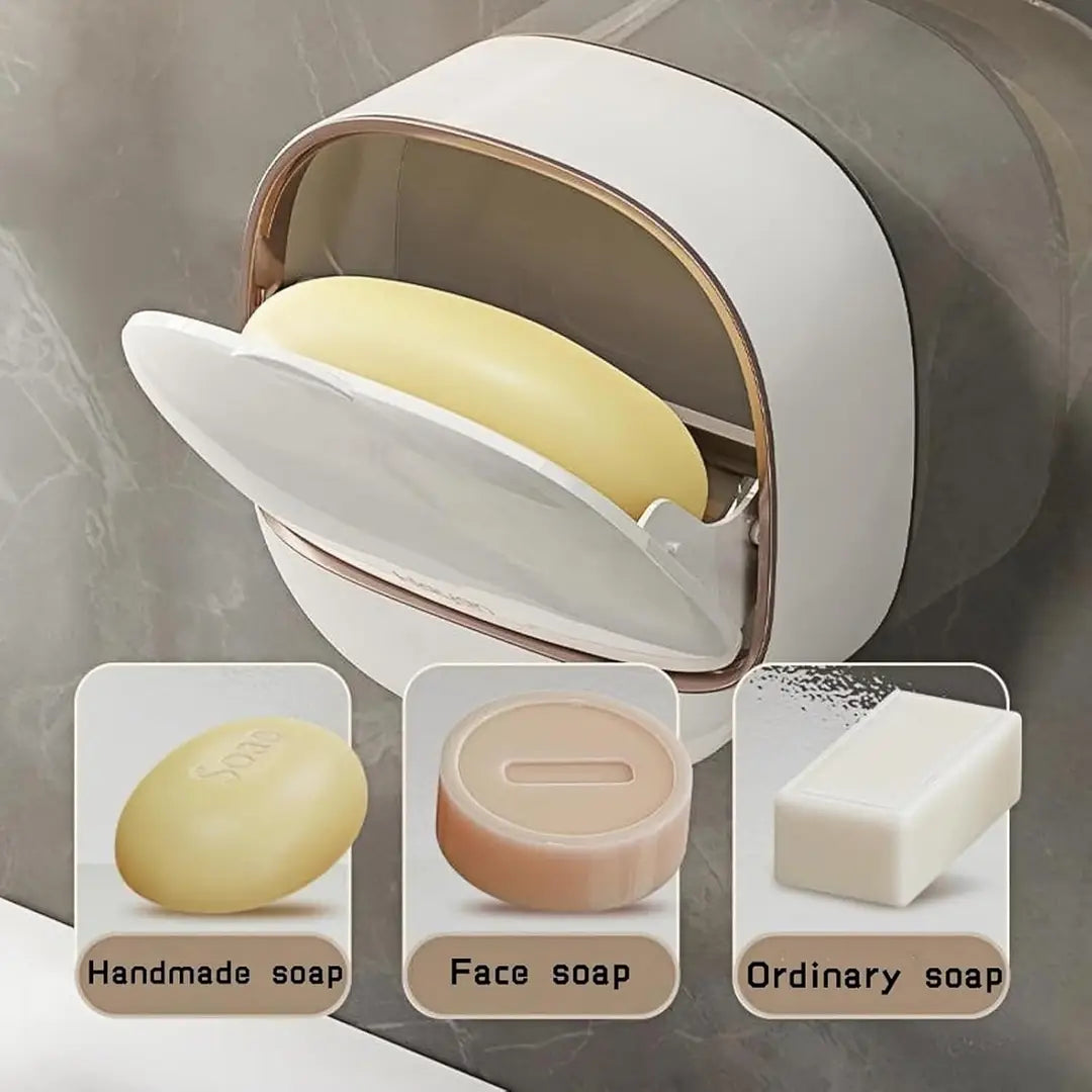 Wall mounted Soap Box With Drain Tray-Water Proof Soap holder with Lid