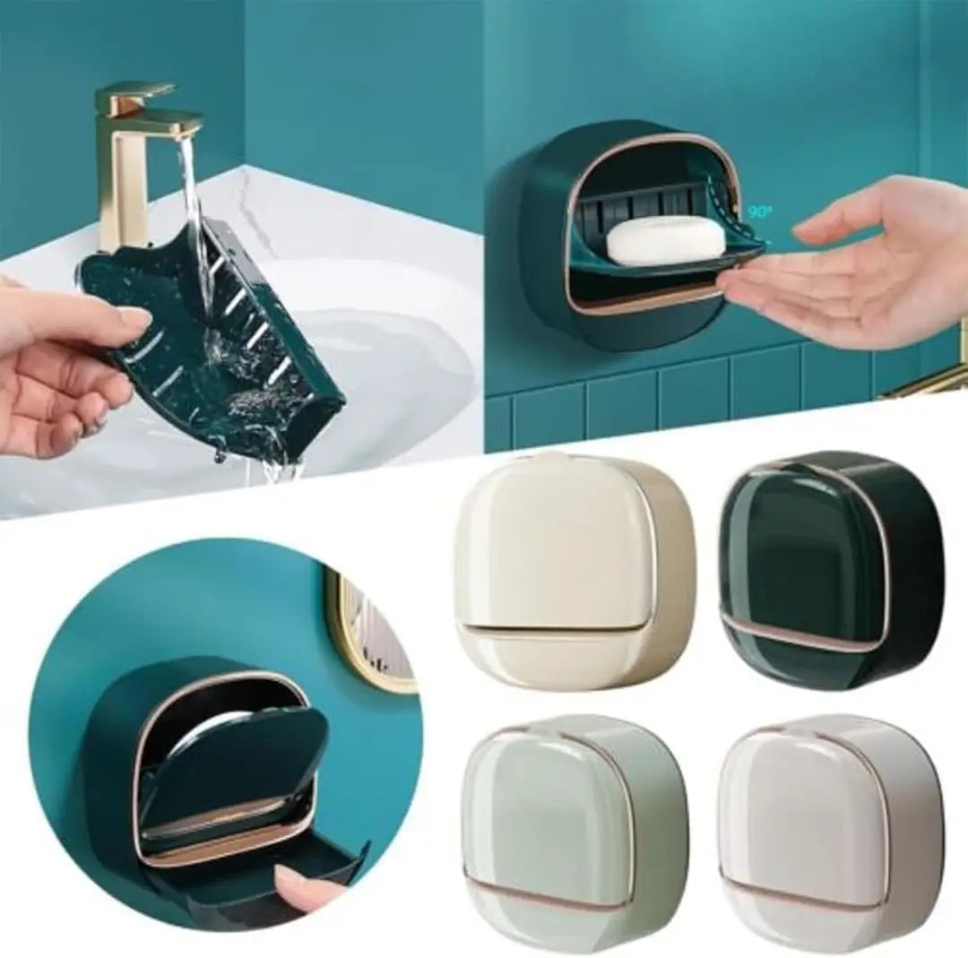 Wall mounted Soap Box With Drain Tray-Water Proof Soap holder with Lid